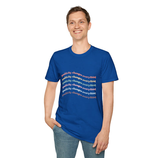 Positivity Changes Everything Unisex T-shirt (Rainbow)