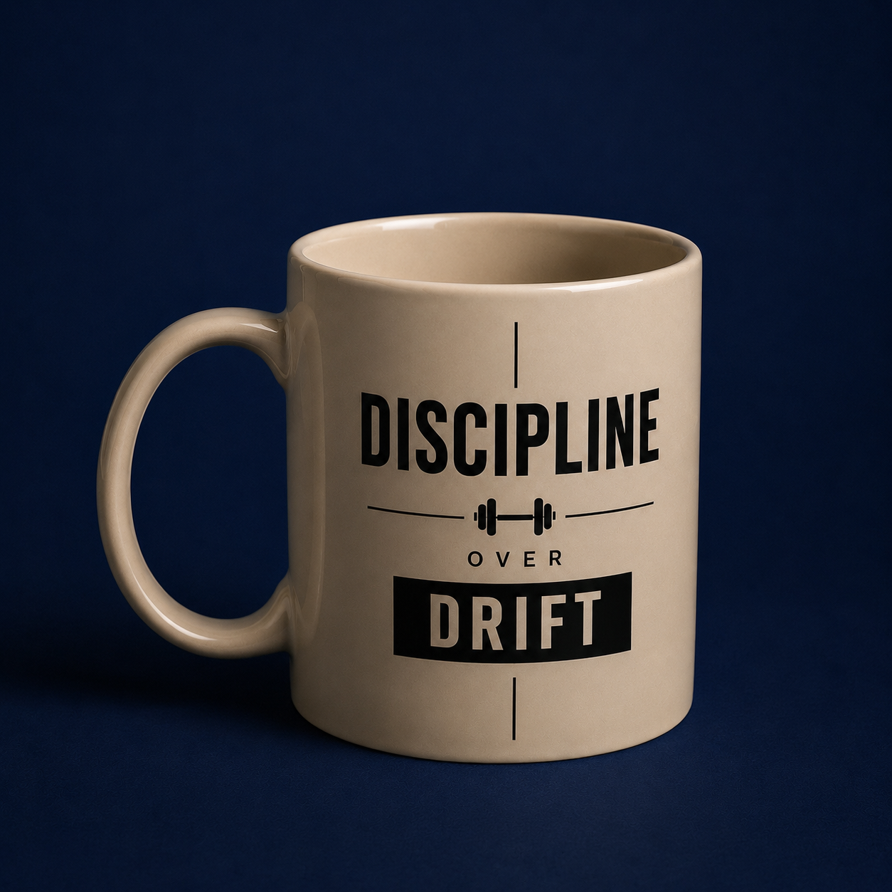 Discipline Over Drift White glossy mug