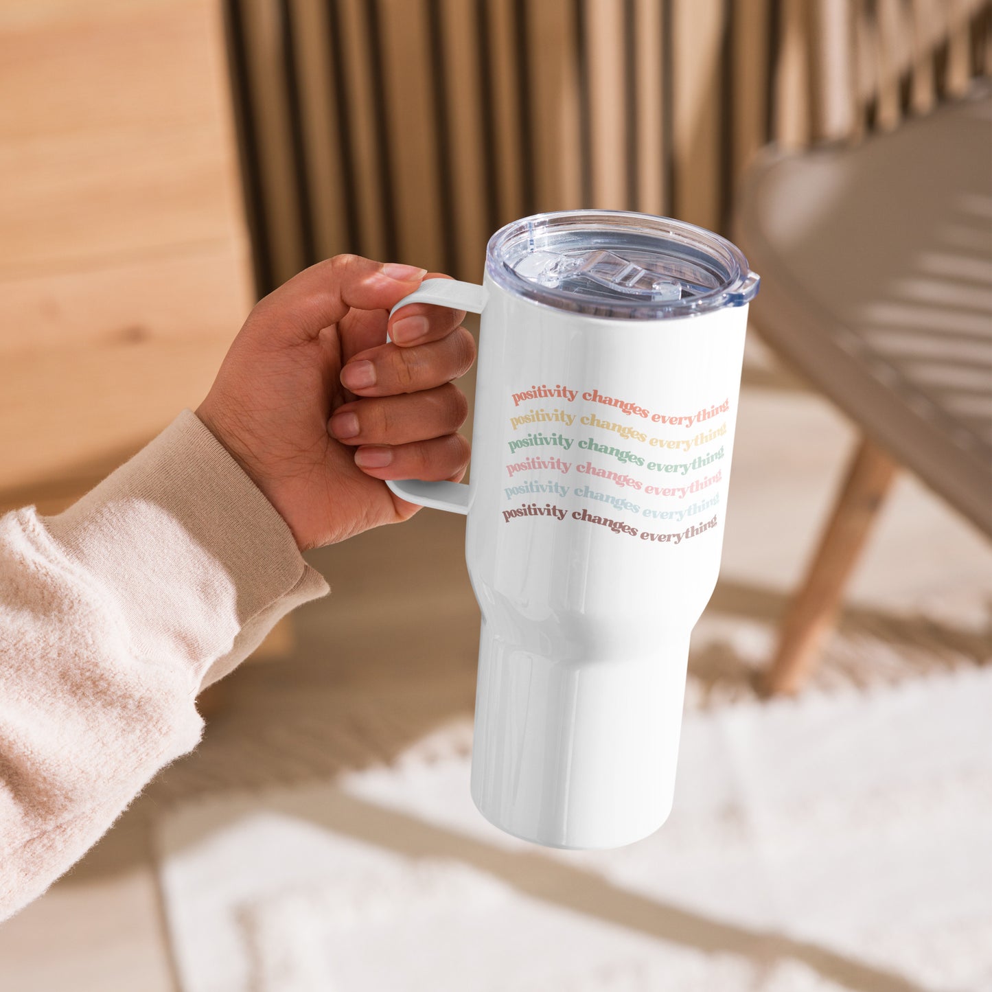 Positivity Changes Everything Travel Mug With Handle