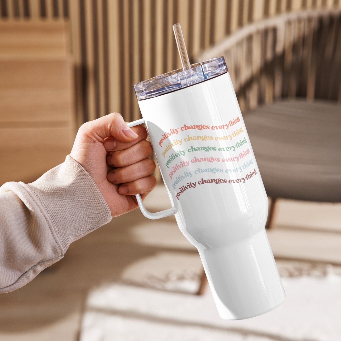 Positivity Changes Everything Travel Mug With Handle