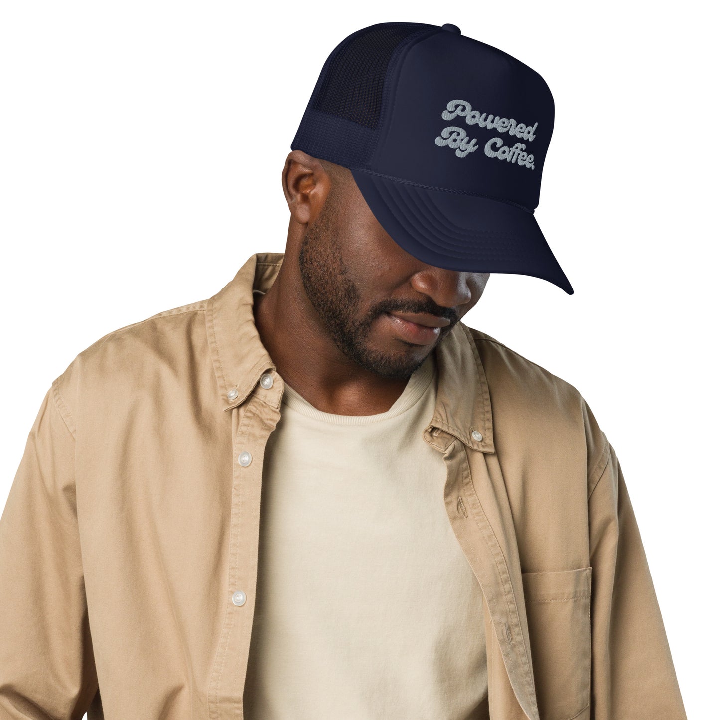 Powered By Coffee Foam trucker hat (grey)
