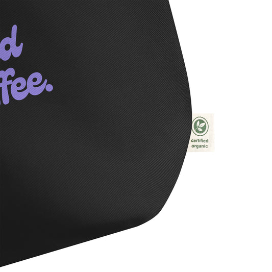 Powered By Coffee Large organic tote bag (Purple)