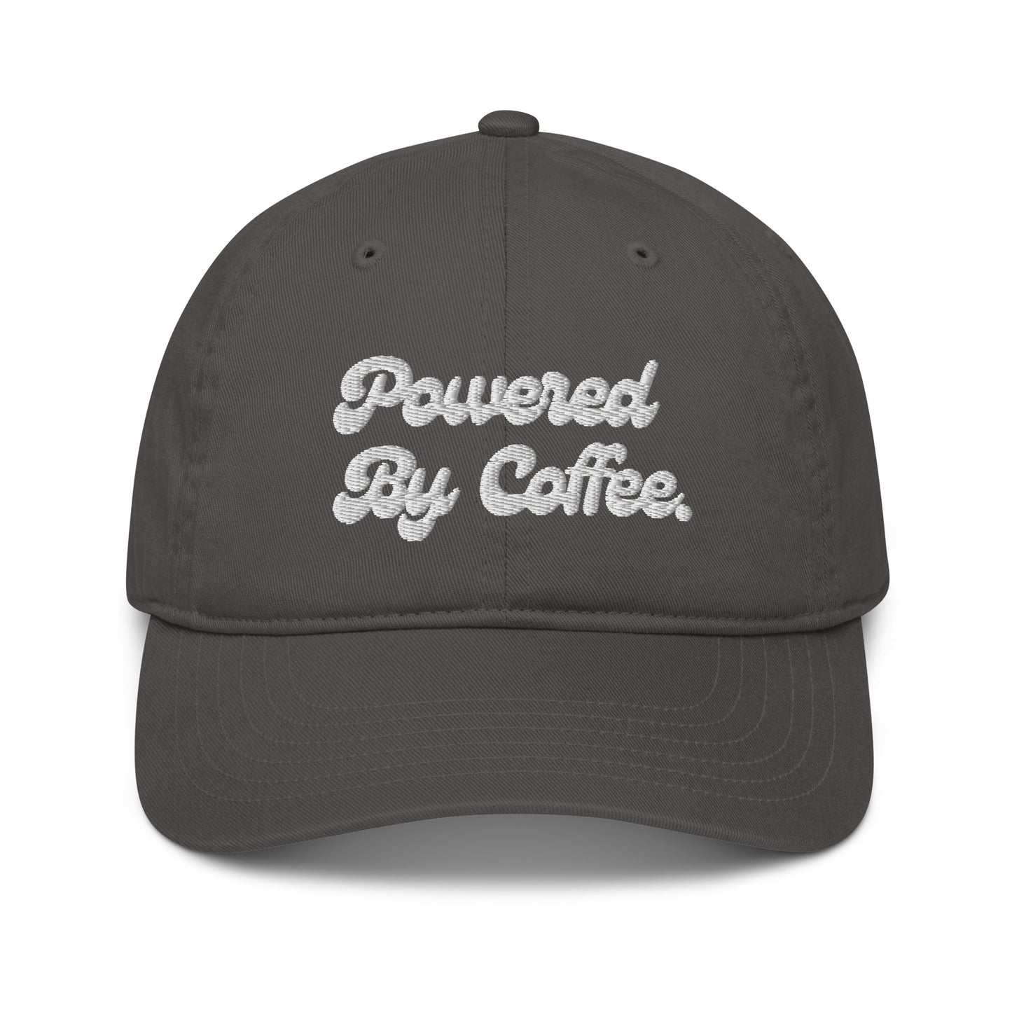 Powered By Coffee Organic dad hat (White)