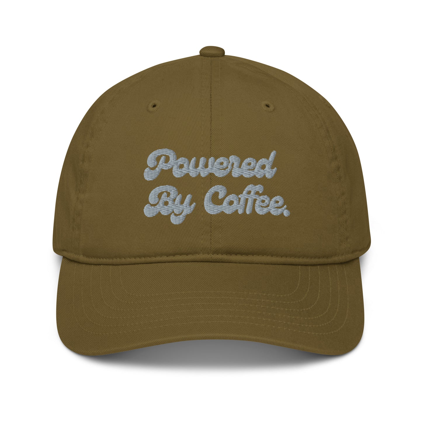 Powered By Coffee Organic dad hat (Grey)