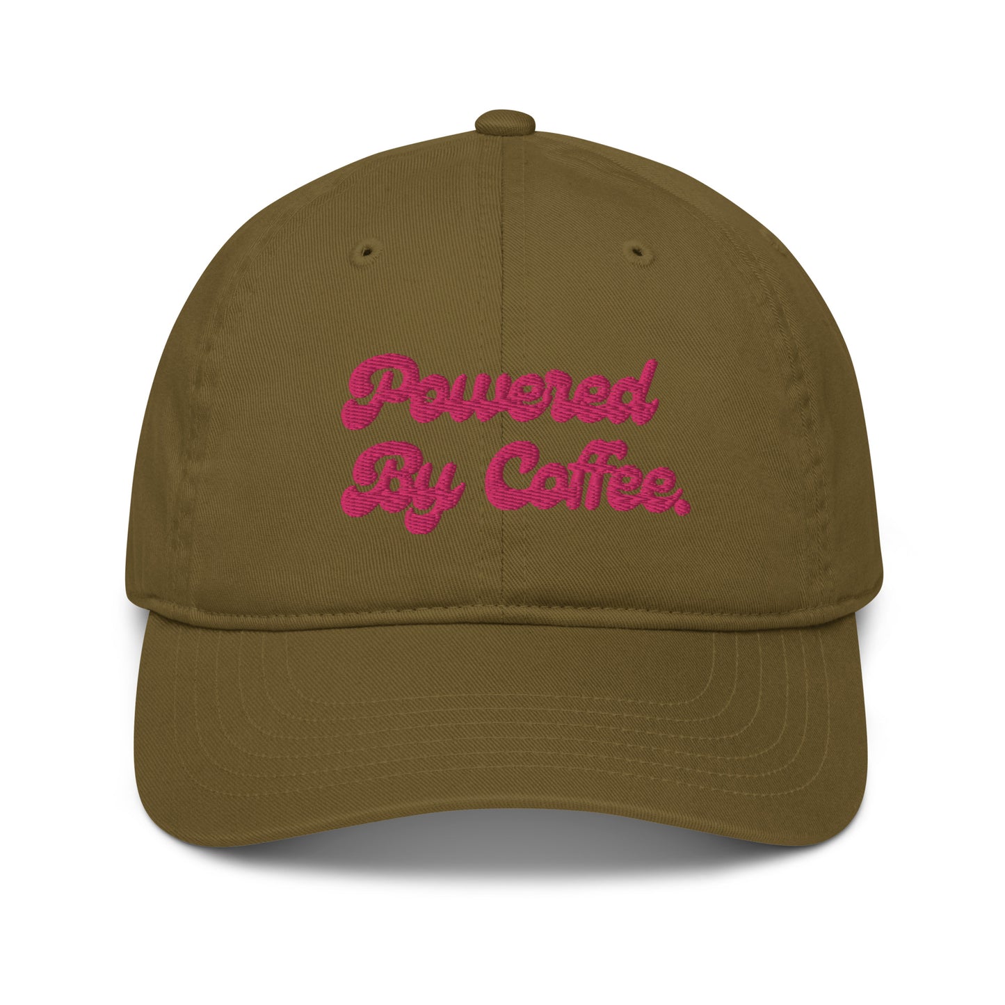 Powered By Coffee Organic dad hat (Pink)