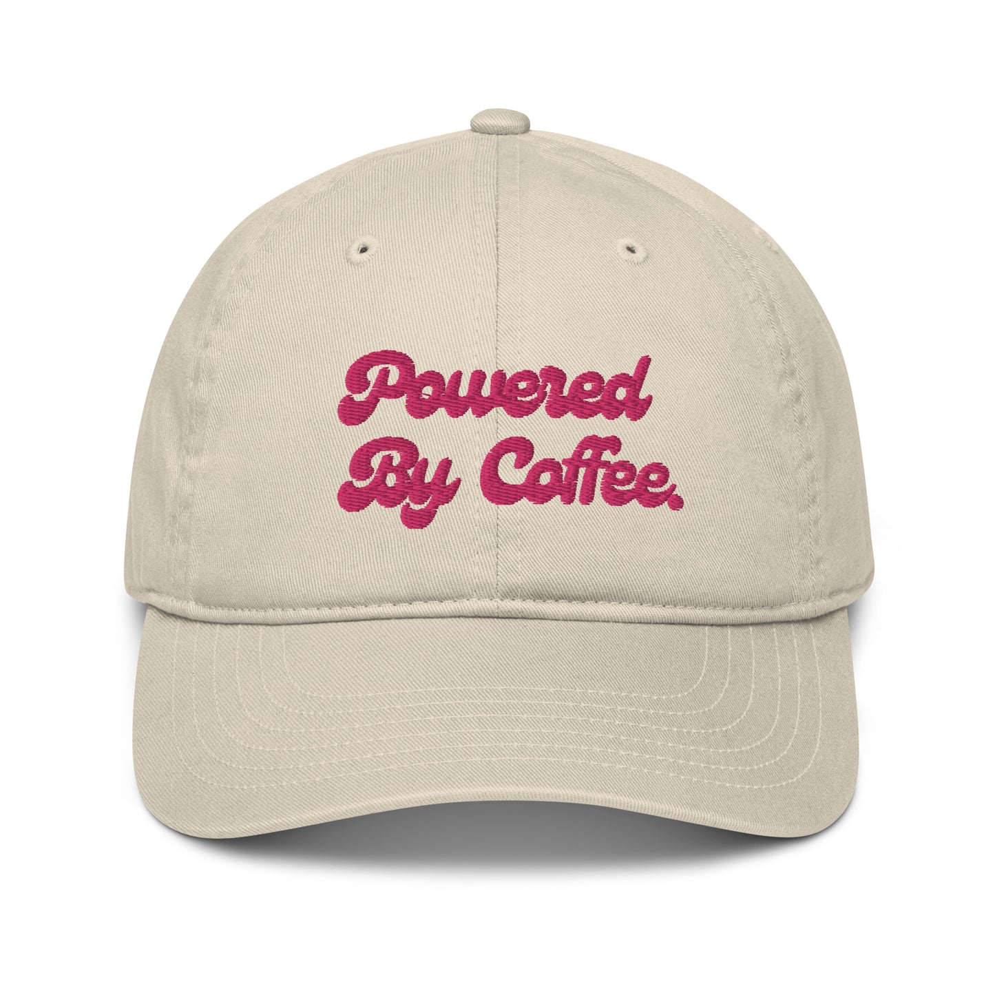 Powered By Coffee Organic dad hat (Pink)