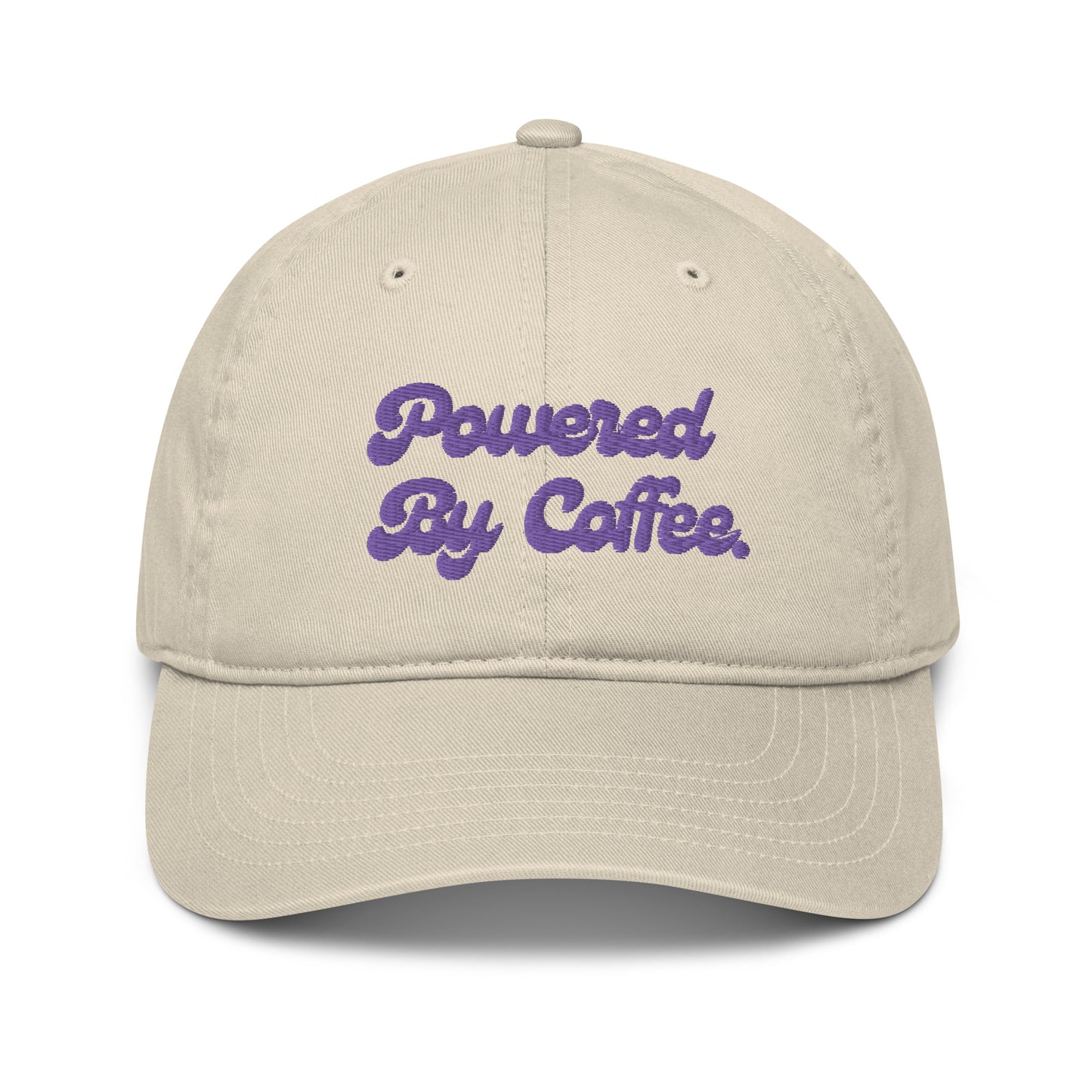 Powered By Coffee Organic dad hat (Purple)