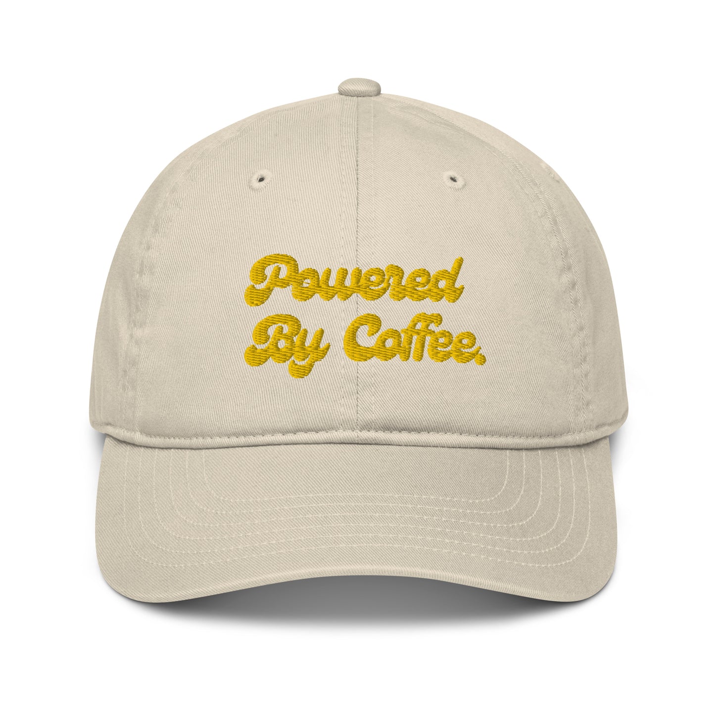Powered By Coffee Organic dad hat (Yellow)