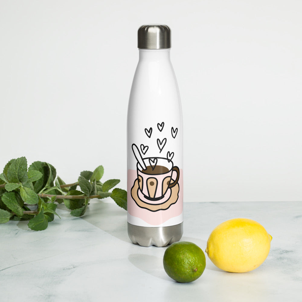 Coffee Heart Stainless Steel Water Bottle