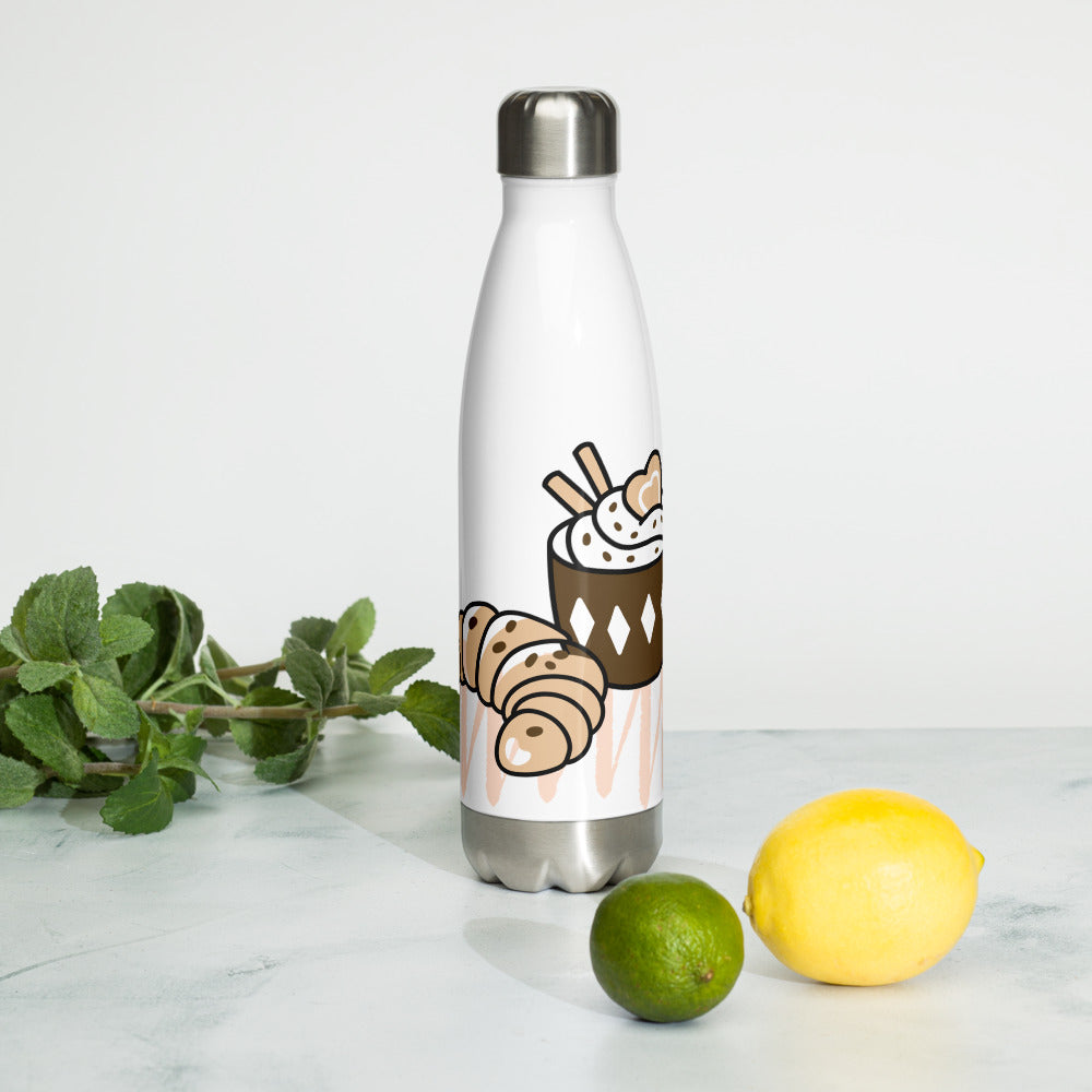 Coffee & Croissant Stainless Steel Water Bottle