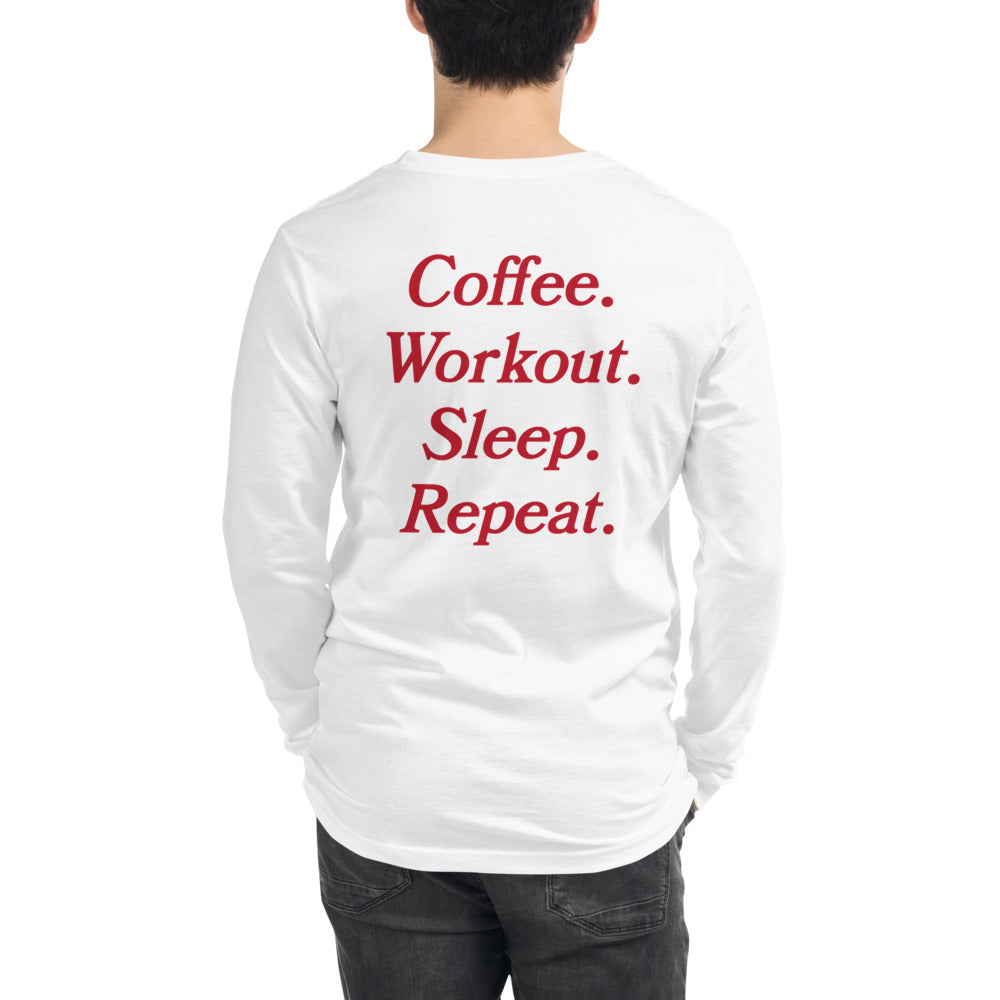 Coffee Workout Sleep Repeat Unisex Long Sleeve Tee
