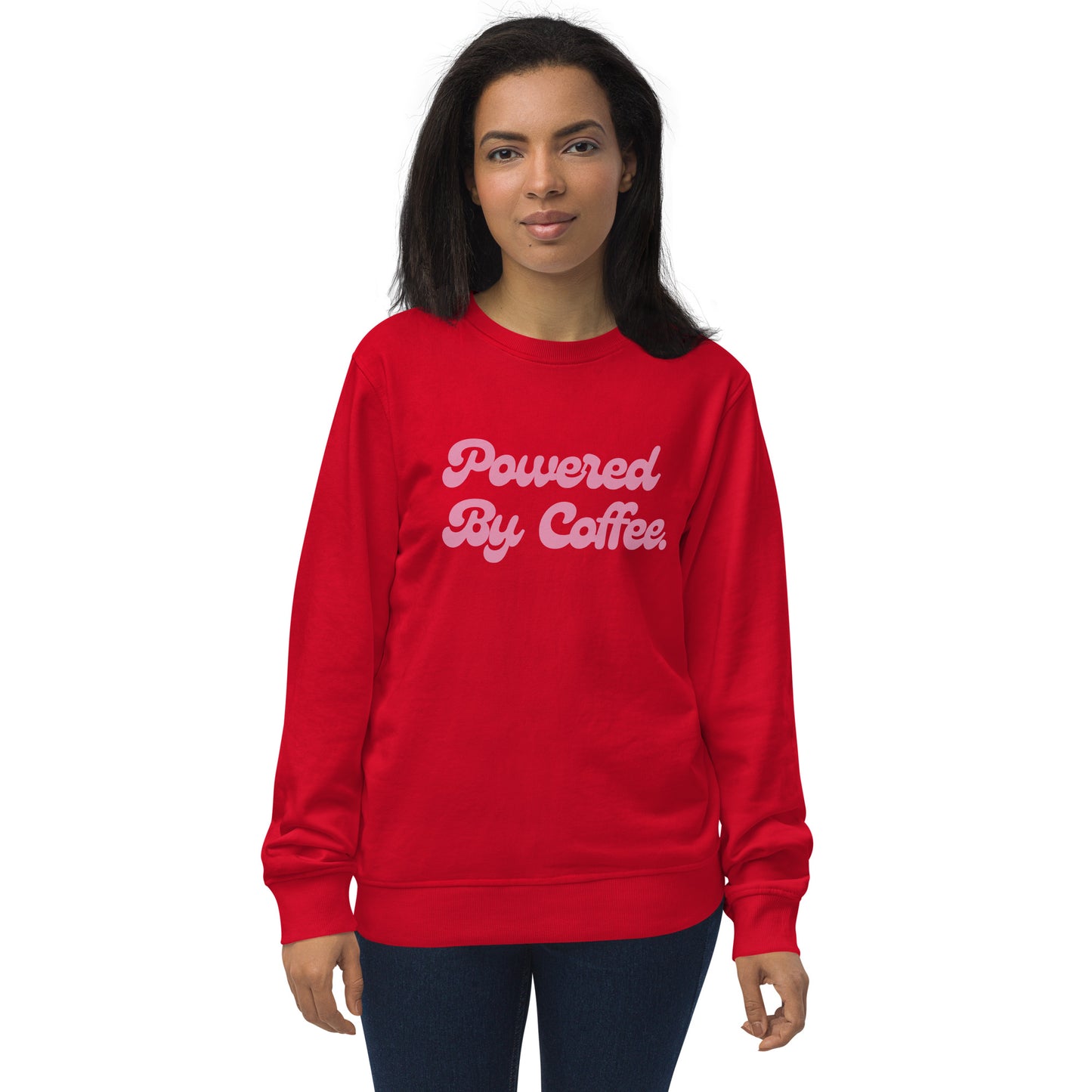 Powered By Coffee Unisex organic sweatshirt (Pink)