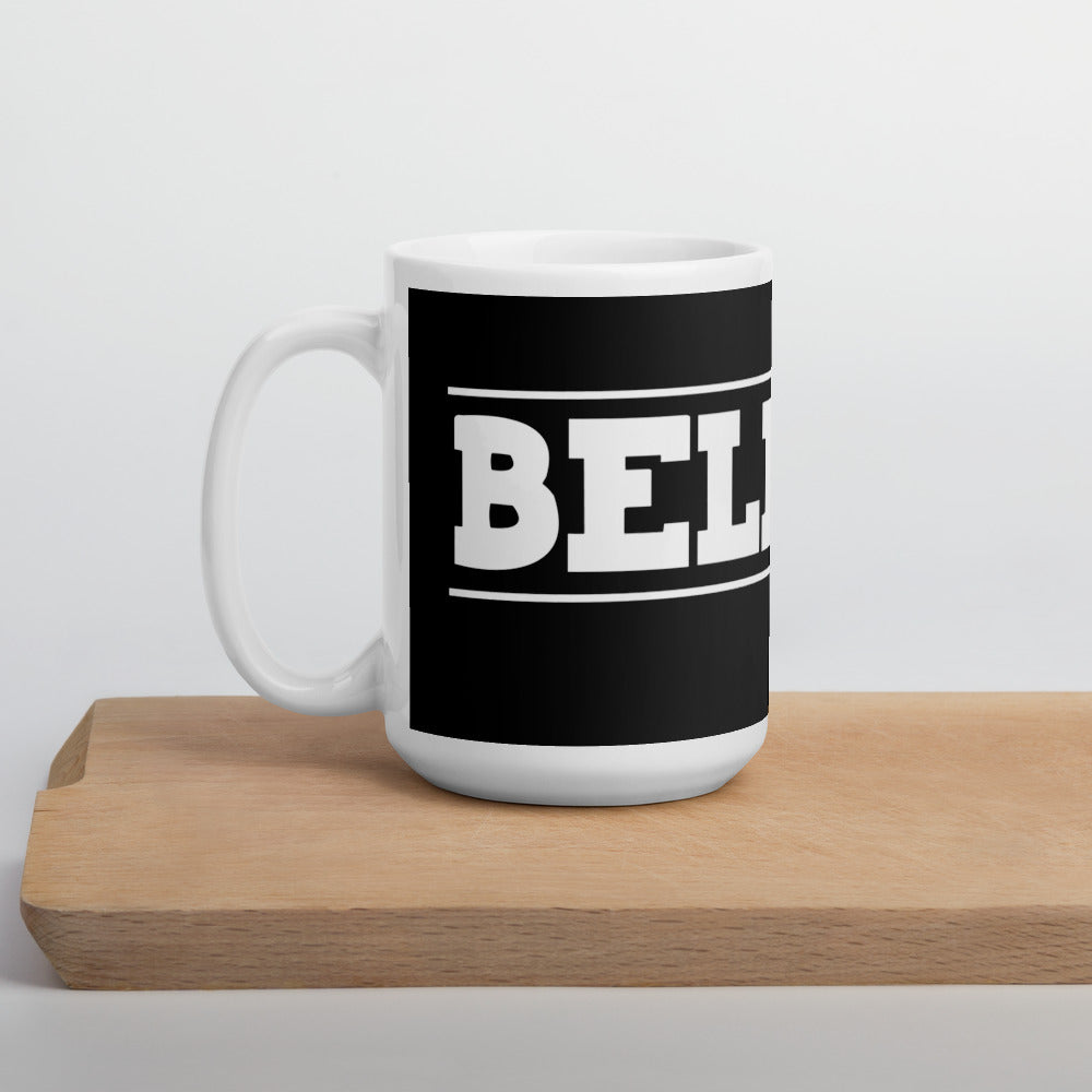 Believe White glossy mug