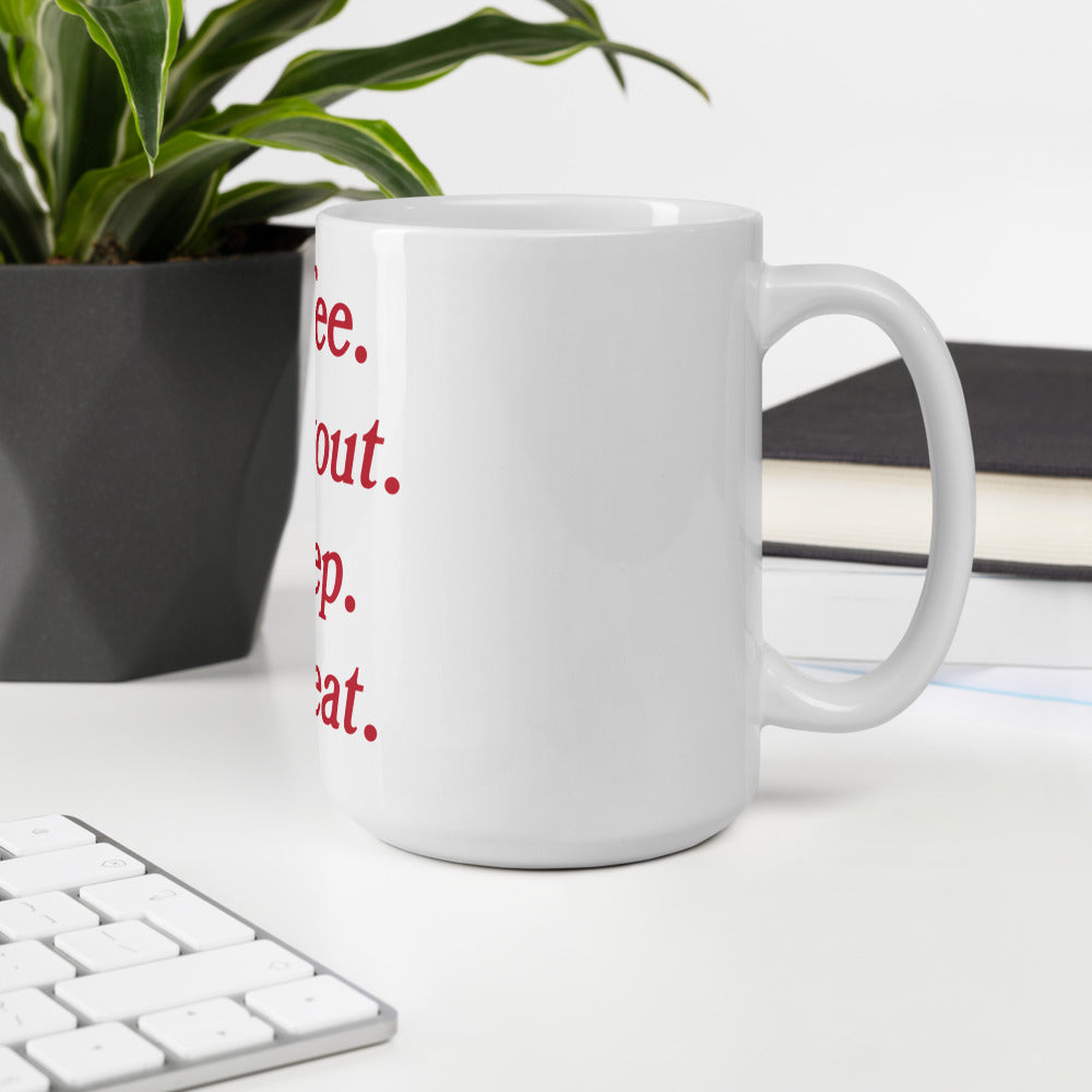 Coffee Workout Sleep Repeat White glossy mug