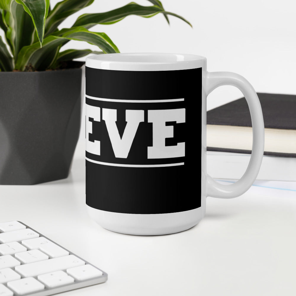 Believe White glossy mug