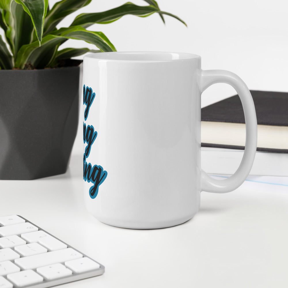 Living Loving Growing White glossy mug