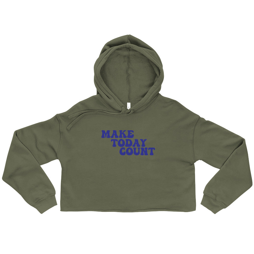 Make Today Count Crop Hoodie (Blue)