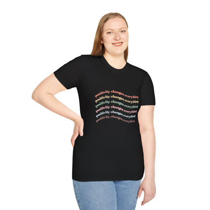 Positivity Changes Everything Unisex T-shirt (Rainbow)