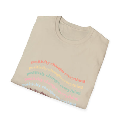 Positivity Changes Everything Unisex T-shirt (Rainbow)