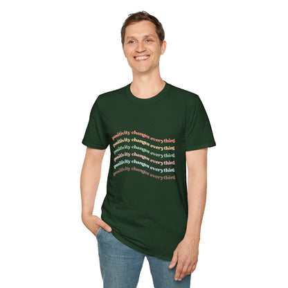 Positivity Changes Everything Unisex T-shirt (Rainbow)