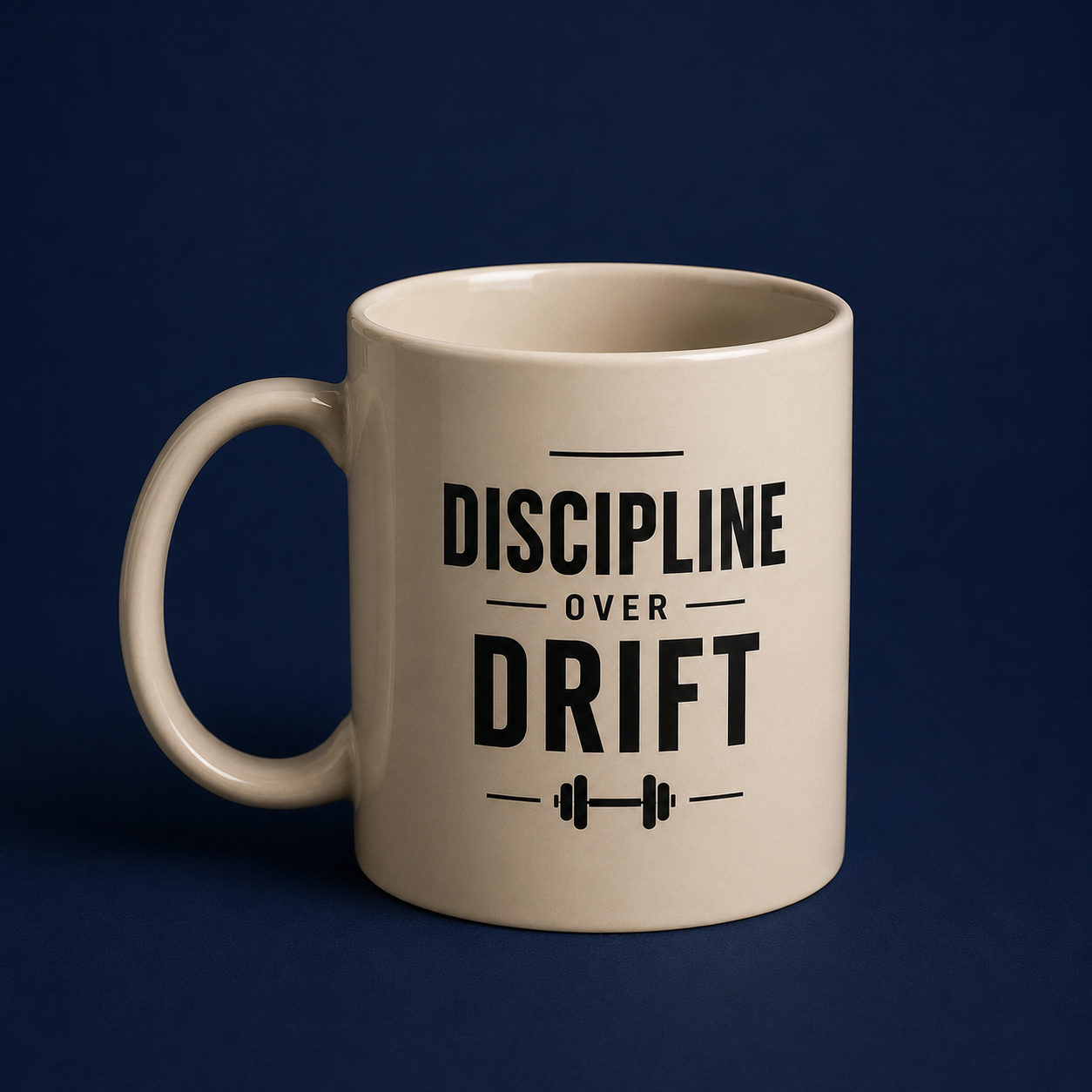 Discipline Over Drift White Glossy Mug