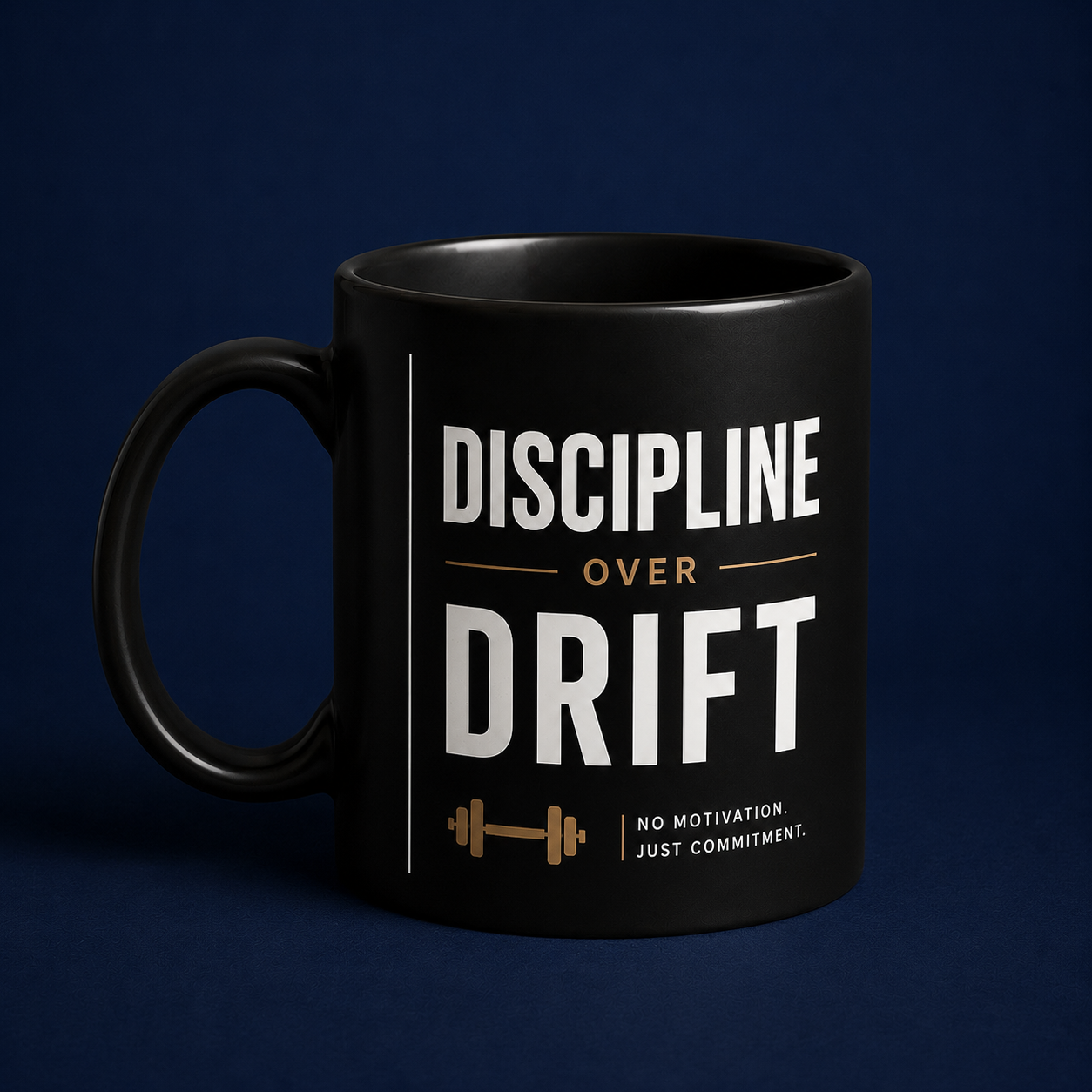 Discipline Over Drift Black Glossy Mug