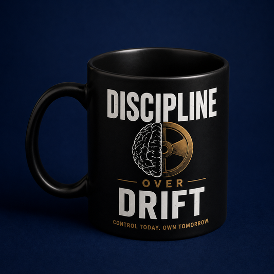 Discipline Over Drift Black Glossy Mug