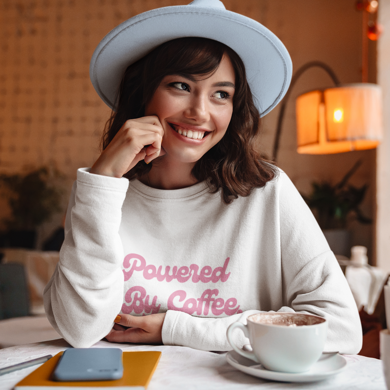 Powered By Coffee Unisex organic sweatshirt (Pink)