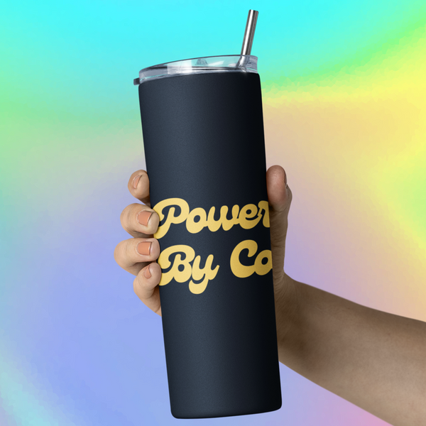 Powered By Coffee Stainless steel tumbler (White)