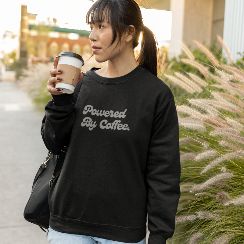 Powered By Coffee Unisex eco sweatshirt (Grey)