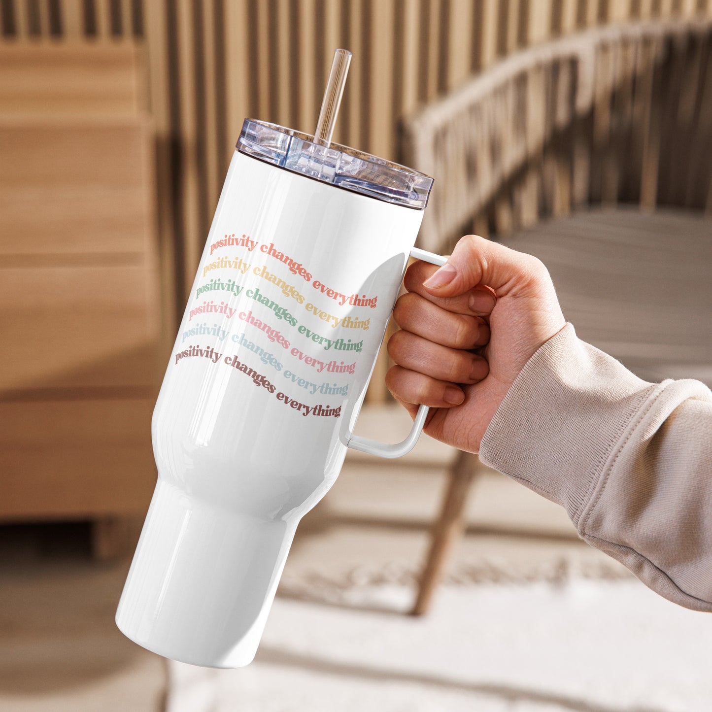 Positivity Changes Everything Travel Mug With Handle