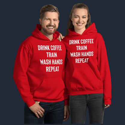 Drink Coffee Train Wash Hands Repeat Unisex Hoodie
