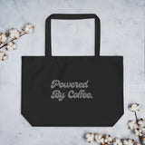Powered By Coffee Large organic tote bag (Grey)