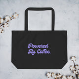 Powered By Coffee Large organic tote bag (Purple)
