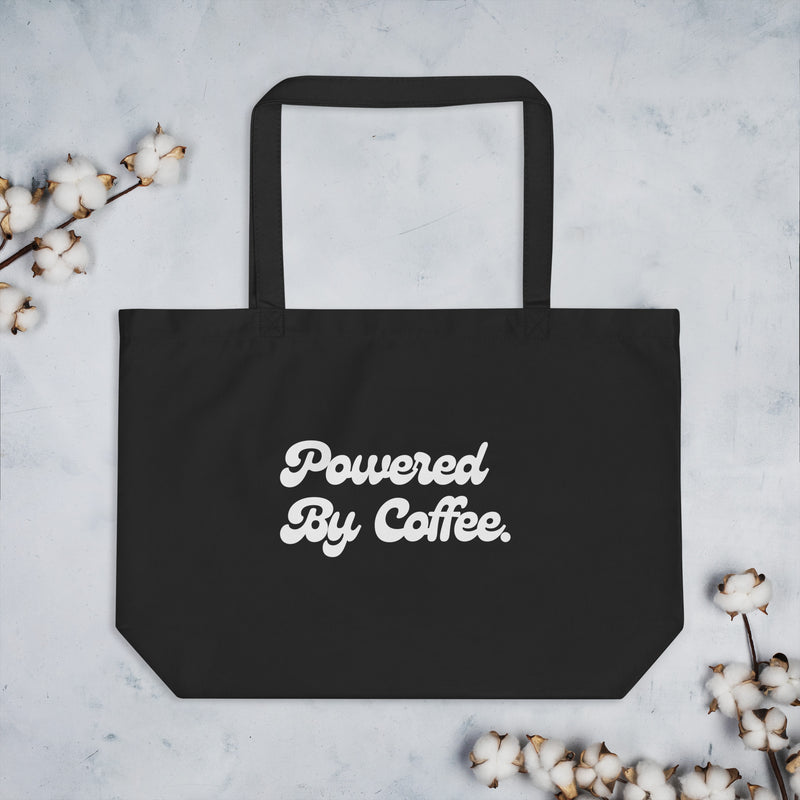 Powered By Coffee Large organic tote bag (White)