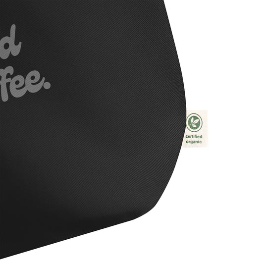 Powered By Coffee Large organic tote bag (Grey)