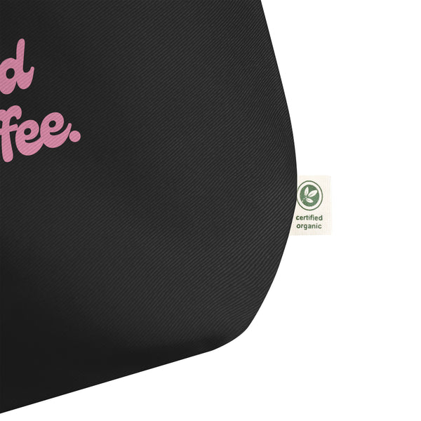 Powered By Coffee Large organic tote bag (Pink)