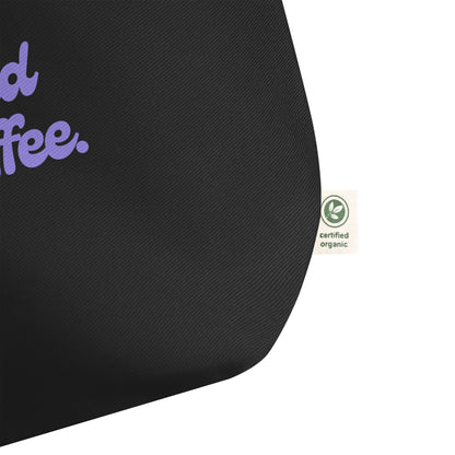 Powered By Coffee Large organic tote bag (Purple)