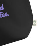 Powered By Coffee Large organic tote bag (Purple)
