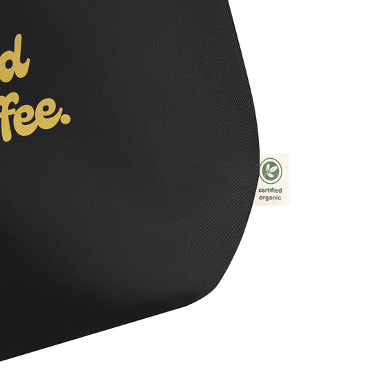 Powered By Coffee Large organic tote bag (Yellow)