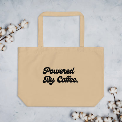 Powered By Coffee Large organic tote bag (Black)