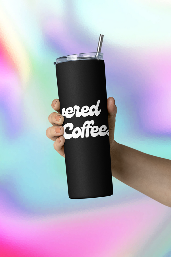 Powered By Coffee Stainless steel tumbler (White)