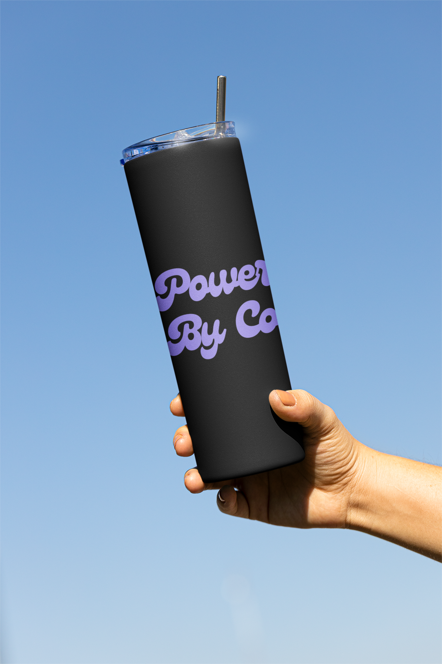 Powered By Coffee Stainless steel tumbler (Purple)