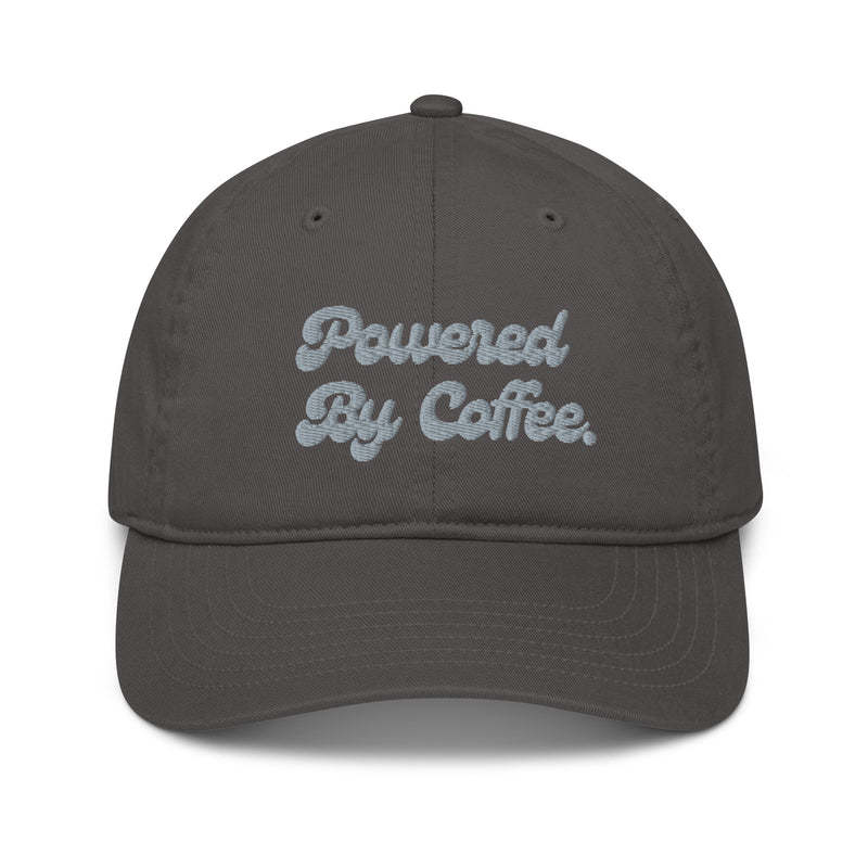 Powered By Coffee Organic dad hat (Grey)