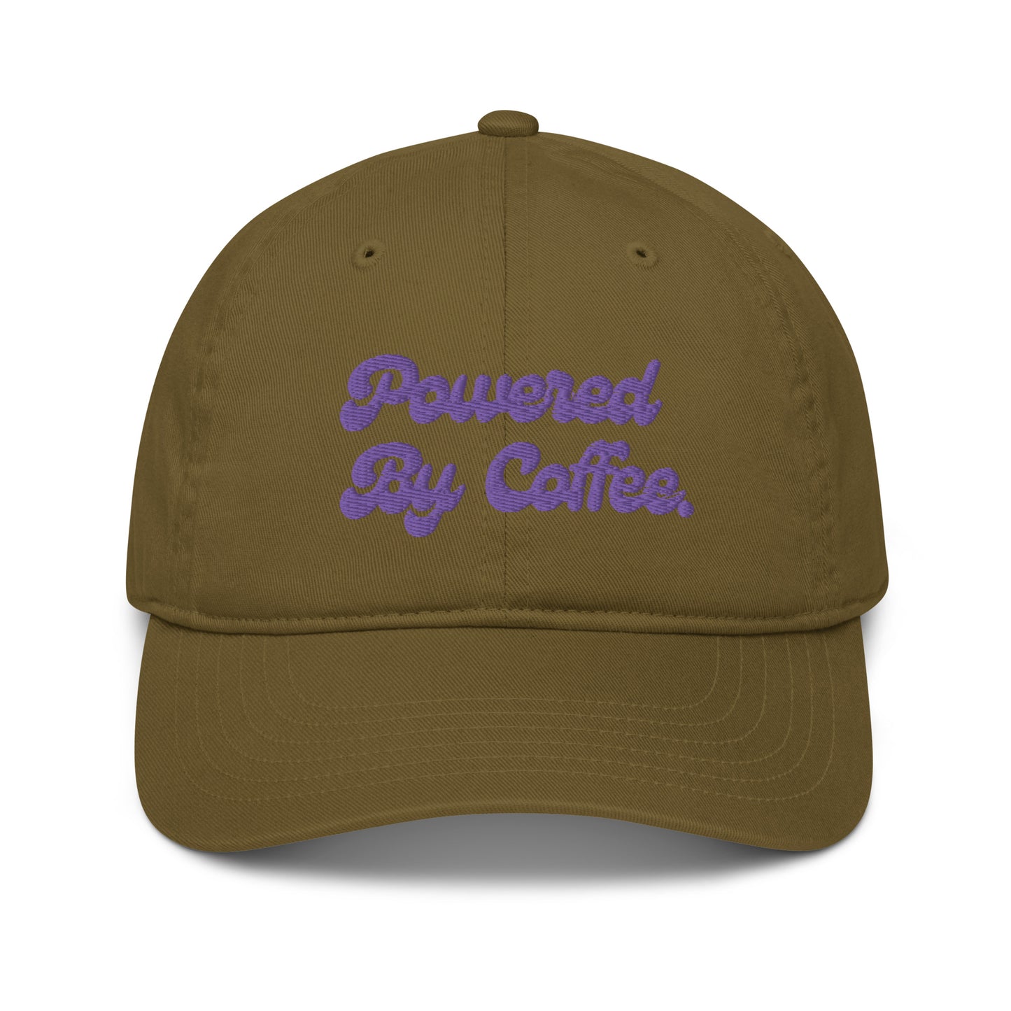 Powered By Coffee Organic dad hat (Purple)