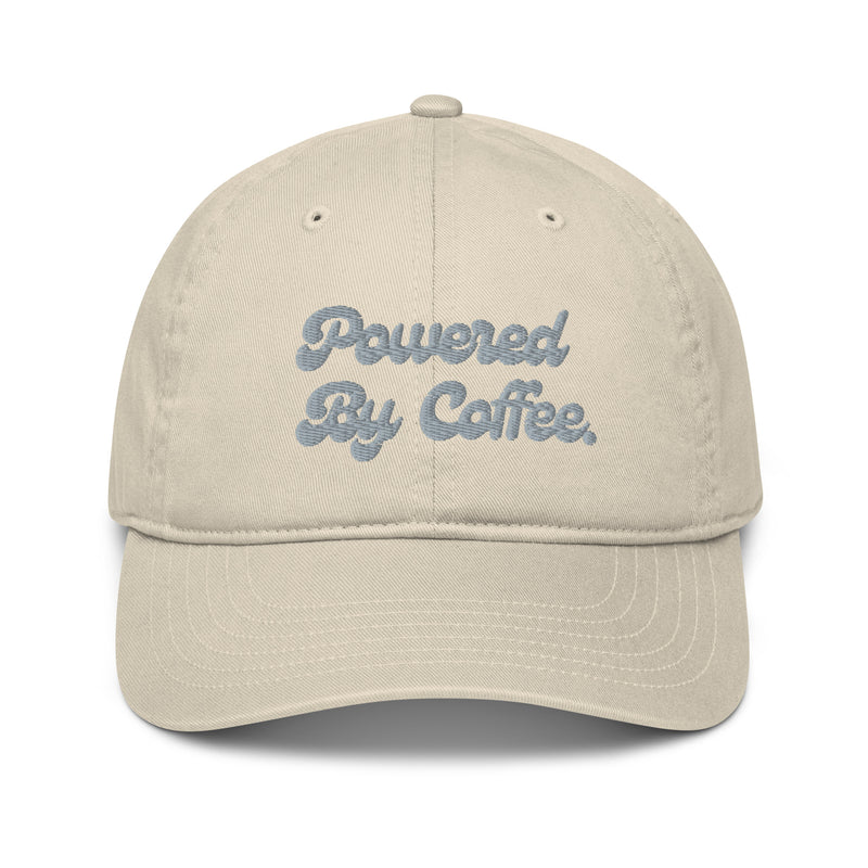 Powered By Coffee Organic dad hat (Grey)