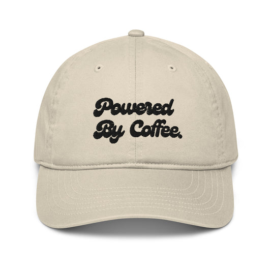 Powered By Coffee Organic dad hat (Black)
