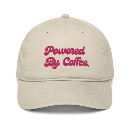 Powered By Coffee Organic dad hat (Pink)