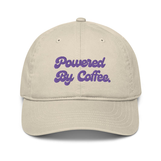 Powered By Coffee Organic dad hat (Purple)