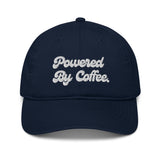 Powered By Coffee Organic dad hat (White)